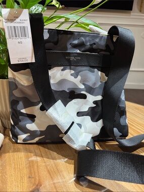 Michael Kors Black & Gray Camo Messenger Bag